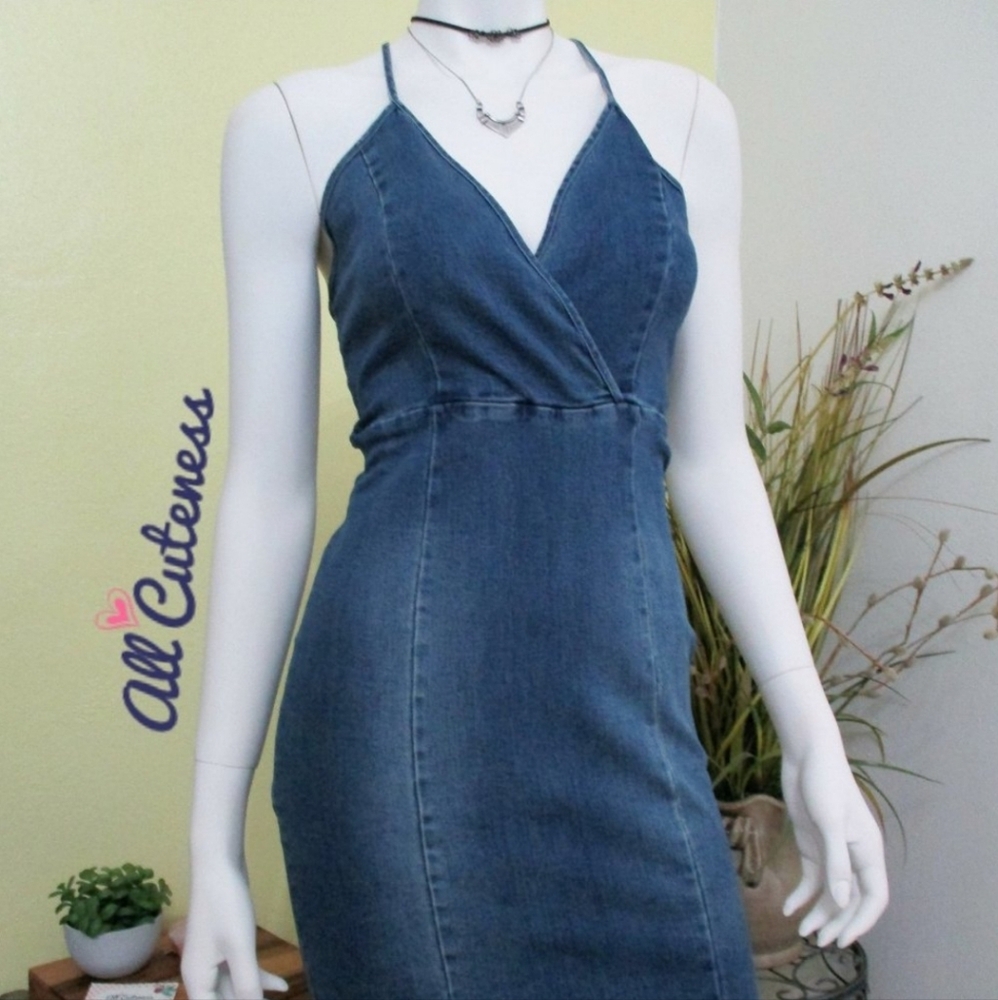 Bodycon Blue Denim Dress Large